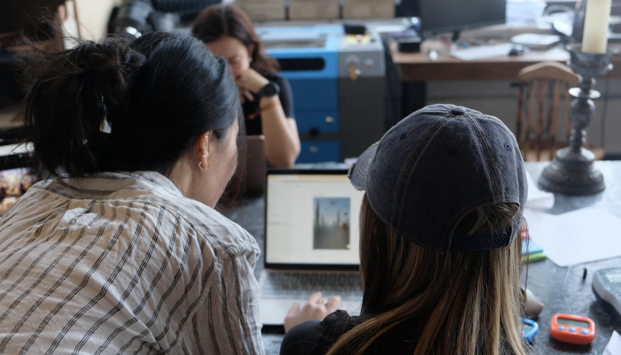 A participant experimenting with a text-to-image model.